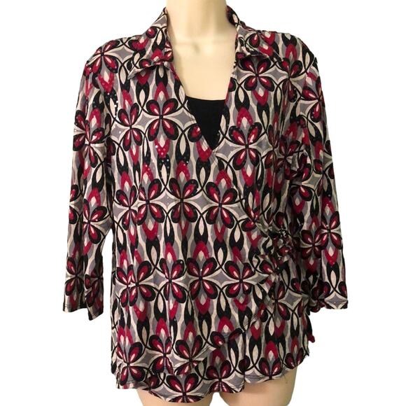 Studio 1940  Sparkle Dot Print Layered Look Top Vintage Woman Size XL - Picture 1 of 8